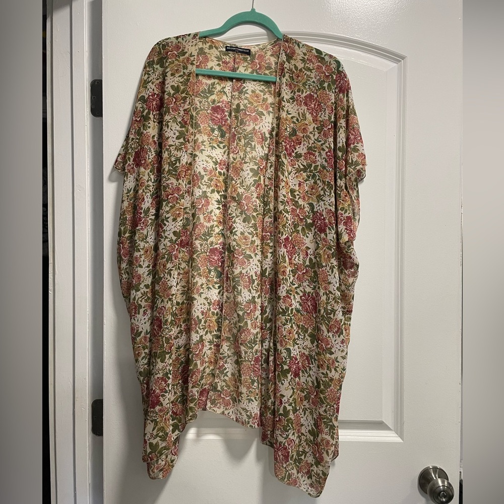 Brandy Melville Sheer Floral Kimono Coverup